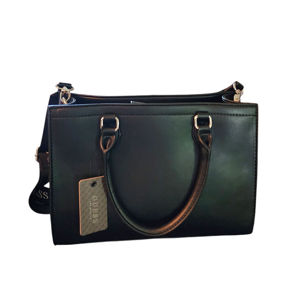 Guess Finianan black faux leather satchel crossbody bag - Picture 2 of 7